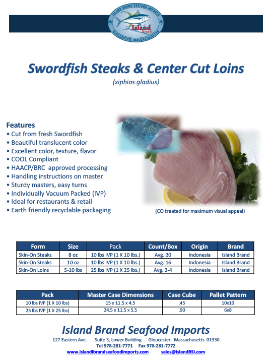 Island Brand Seafood - Swordfish Steaks and Loins