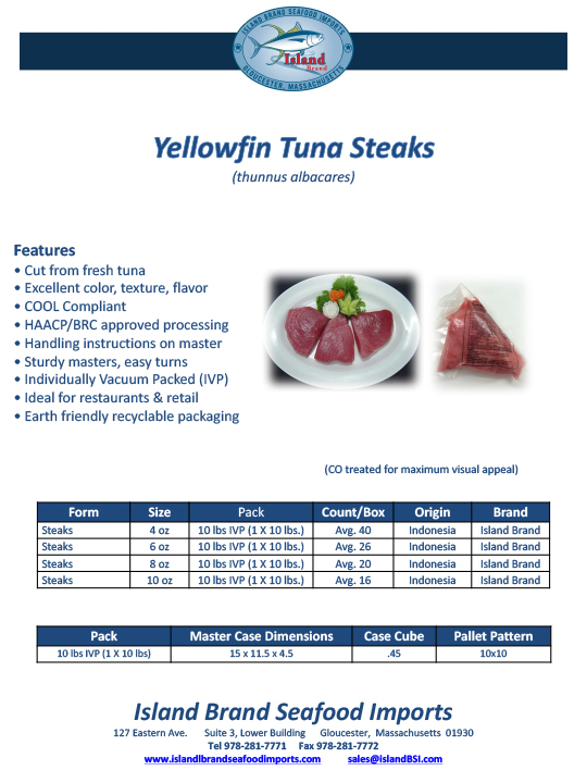 Island Brand Seafood - Yellowfin Tuna Steaks